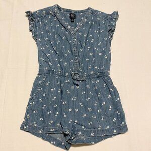 Gap Denim Toddler Floral Romper Girls Size 5 Years